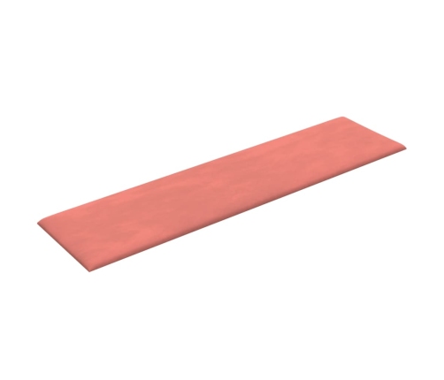 Paneles de pared 12 uds terciopelo rosa 60x15 cm 1,08 m²