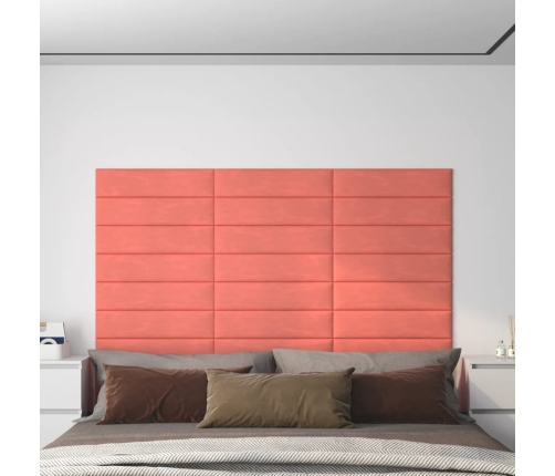 Paneles de pared 12 uds terciopelo rosa 60x15 cm 1,08 m²