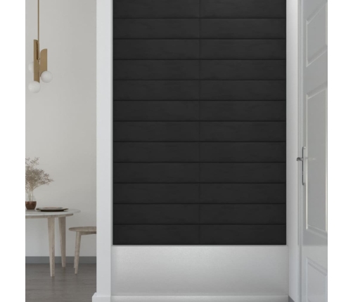 Paneles de pared 12 uds terciopelo negro 60x15 cm 1,08 m²