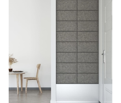 Paneles de pared 12 uds tela gris claro 60x30 cm 2,16 m²