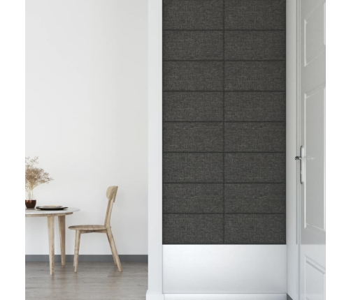 Paneles de pared 12 uds tela gris oscuro 60x30 cm 2,16 m²