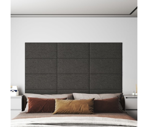 Paneles de pared 12 uds tela gris oscuro 60x30 cm 2,16 m²