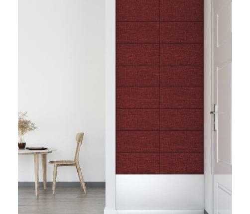 vidaXL Paneles de pared 12 uds tela rojo tinto 60x30 cm 2,16 m²