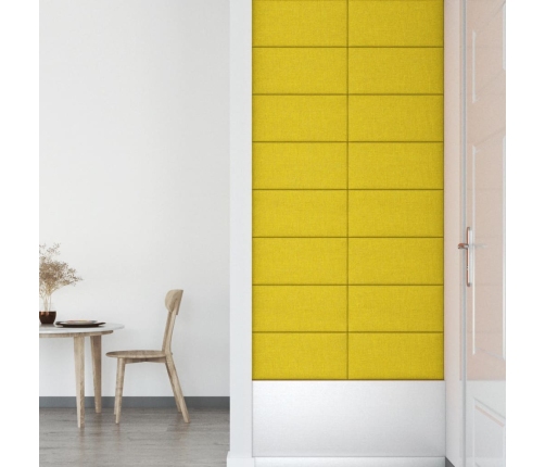 vidaXL Paneles de pared 12 uds tela amarillo claro 60x30 cm 2,16 m²