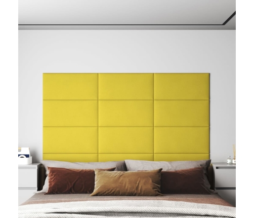 vidaXL Paneles de pared 12 uds tela amarillo claro 60x30 cm 2,16 m²