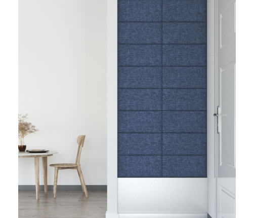 Paneles de pared 12 uds tela azul 60x30 cm 2,16 m²