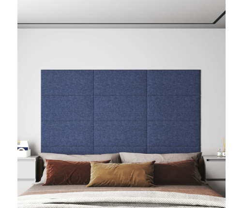 vidaXL Paneles de pared 12 uds tela azul 60x30 cm 2,16 m²