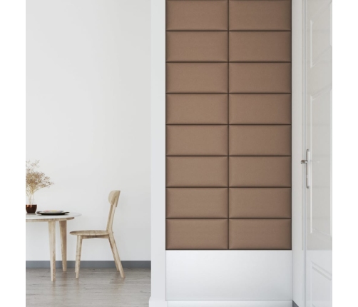 Paneles de pared 12 uds cuero PE capuchino 60x30 cm 2,16 m²
