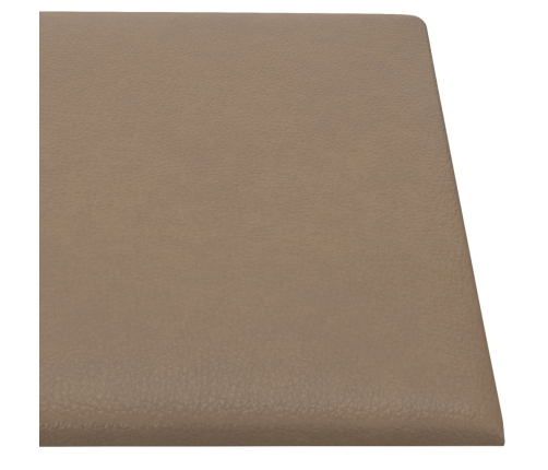 Paneles de pared 12 uds cuero PE capuchino 60x30 cm 2,16 m²