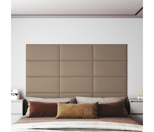 Paneles de pared 12 uds cuero PE capuchino 60x30 cm 2,16 m²