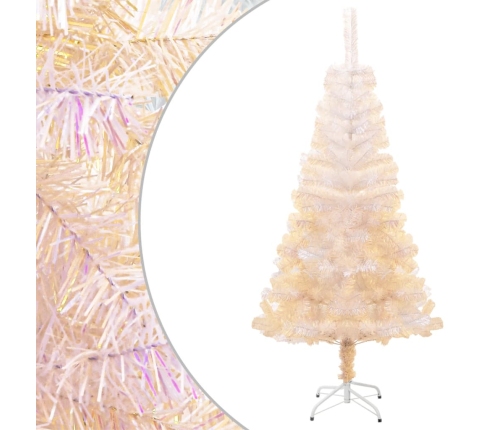 Árbol Navidad artificial puntas iridiscentes PVC blanco 120 cm