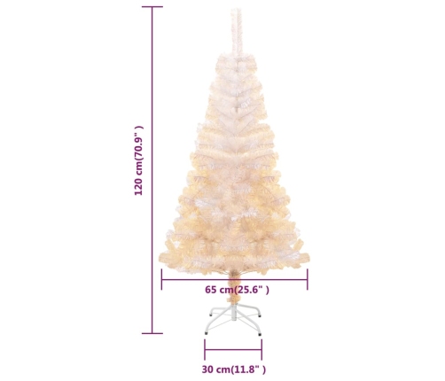 Árbol Navidad artificial puntas iridiscentes PVC blanco 120 cm