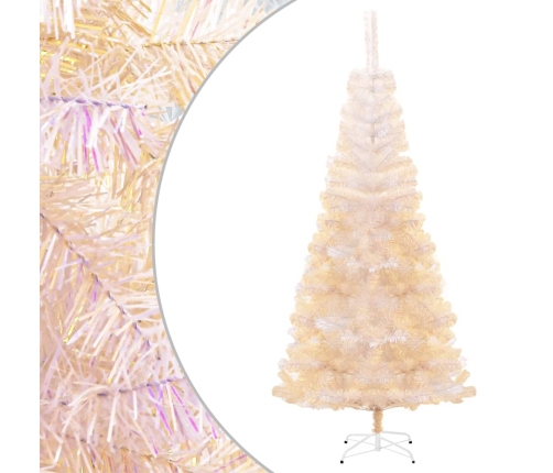 Árbol Navidad artificial puntas iridiscentes PVC blanco 180 cm