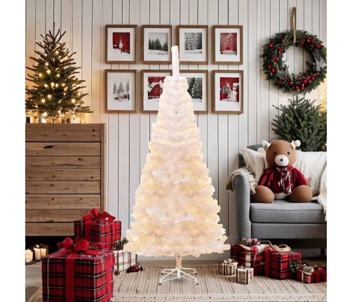 Árbol Navidad artificial puntas iridiscentes PVC blanco 180 cm