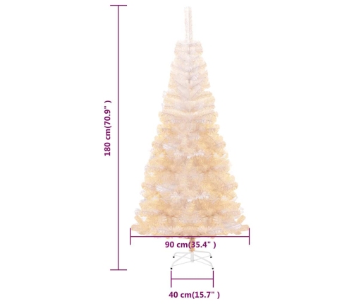 Árbol Navidad artificial puntas iridiscentes PVC blanco 180 cm