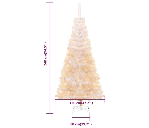 Árbol Navidad artificial puntas iridiscentes PVC blanco 240 cm