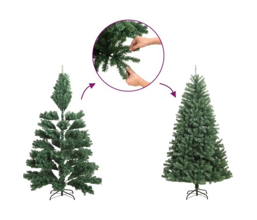 Árbol de Navidad artificial puntas iridiscentes PVC verde 150cm