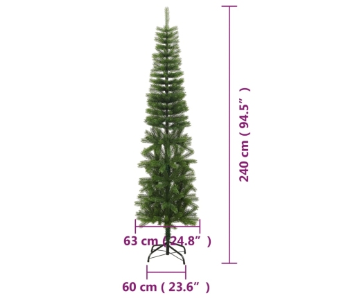 Árbol de Navidad artificial estrecho con soporte PE 240 cm