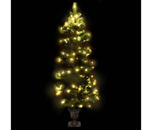 Árbol de Navidad preiluminado con luces y macetero verde 120 cm