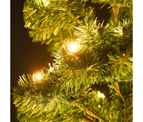 Árbol de Navidad preiluminado con luces y macetero verde 120 cm