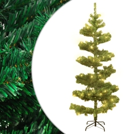 Árbol de Navidad preiluminado con luces y soporte verde 150 cm