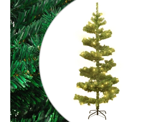 Árbol de Navidad preiluminado con luces y soporte verde 150 cm