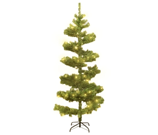 Árbol de Navidad preiluminado con luces y soporte verde 150 cm