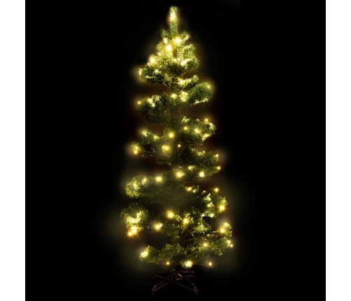 Árbol de Navidad preiluminado con luces y soporte verde 150 cm