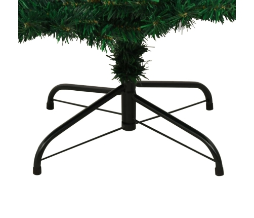 Árbol de Navidad preiluminado con luces y soporte verde 150 cm