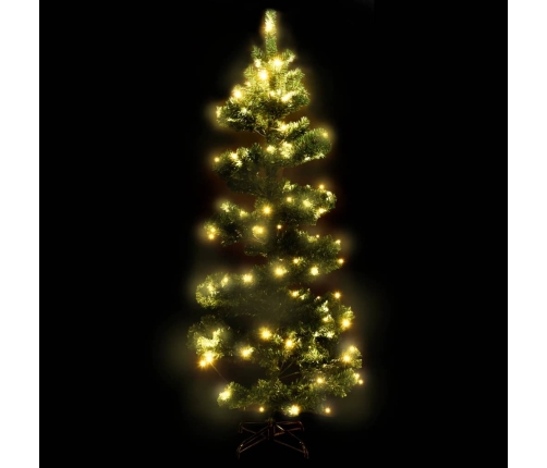 Árbol de Navidad en espiral con luces y soporte verde 180 cm