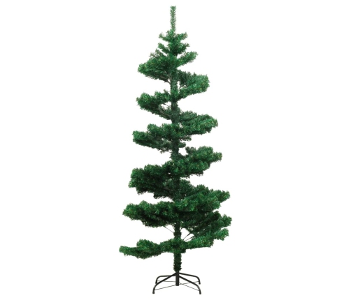 Árbol de Navidad en espiral con luces y soporte verde 180 cm