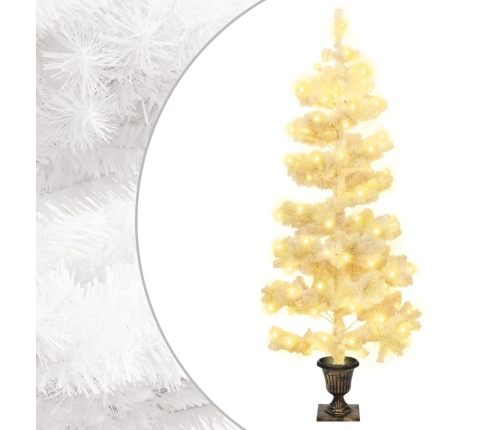 Árbol de Navidad en espiral con luces y macetero blanco 120 cm