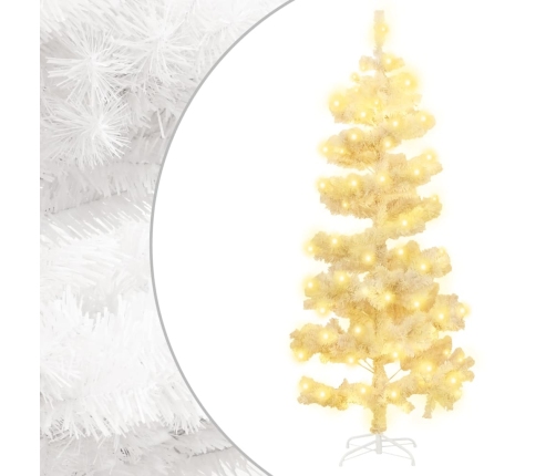 Árbol de Navidad en espiral con luces y soporte blanco 150 cm