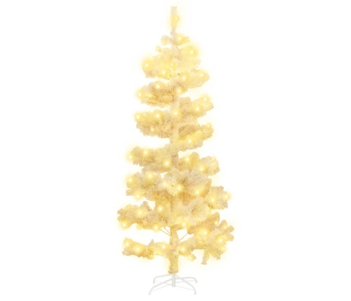 Árbol de Navidad en espiral con luces y soporte blanco 150 cm