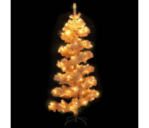 Árbol de Navidad en espiral con luces y soporte blanco 150 cm