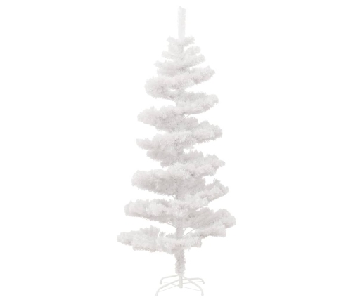 Árbol de Navidad en espiral con luces y soporte blanco 150 cm