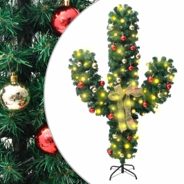 Cactus de Navidad con soporte y LED verde 180 cm PVC