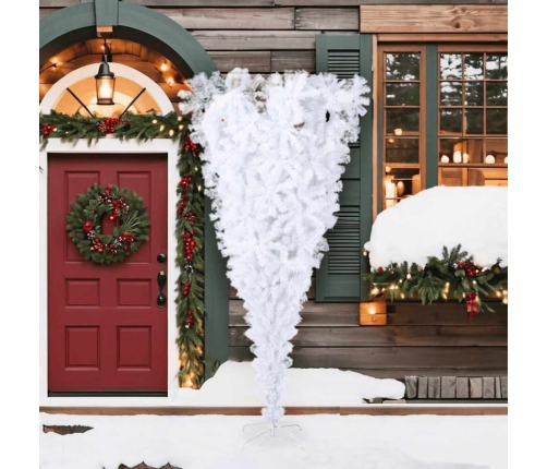 Árbol de Navidad artificial al revés con soporte blanco 210 cm