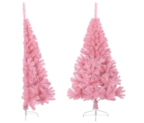 Medio árbol de Navidad artificial con soporte PVC rosa 120 cm