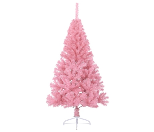 Medio árbol de Navidad artificial con soporte PVC rosa 120 cm