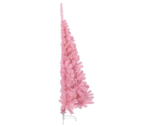 Medio árbol de Navidad artificial con soporte PVC rosa 120 cm