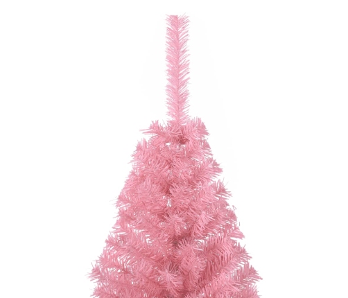 Medio árbol de Navidad artificial con soporte PVC rosa 120 cm