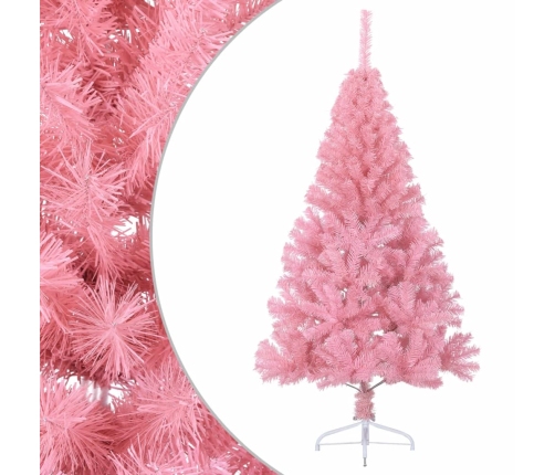 Medio árbol de Navidad artificial con soporte PVC rosa 150 cm