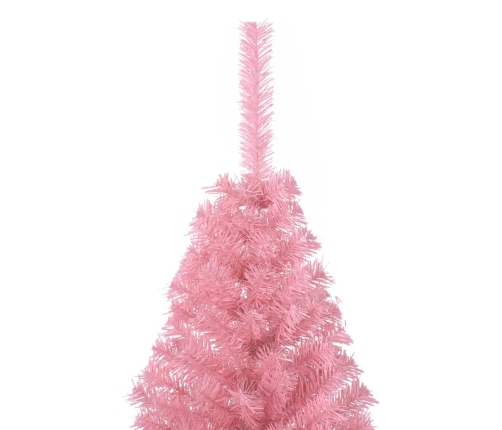 Medio árbol de Navidad artificial con soporte PVC rosa 150 cm