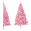 Medio árbol de Navidad artificial con soporte PVC rosa 180 cm