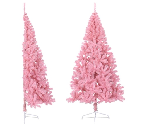 Medio árbol de Navidad artificial con soporte PVC rosa 180 cm