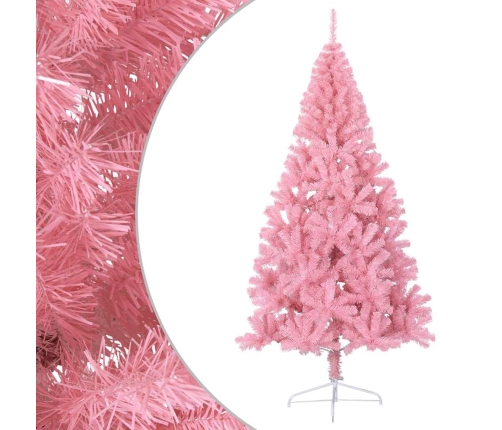 Medio árbol de Navidad artificial con soporte PVC rosa 180 cm