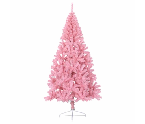 Medio árbol de Navidad artificial con soporte PVC rosa 180 cm