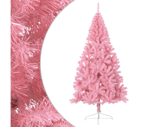 Medio árbol de Navidad artificial con soporte PVC rosa 210 cm