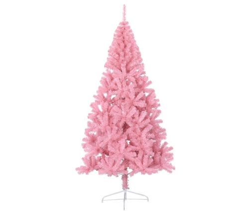 Medio árbol de Navidad artificial con soporte PVC rosa 210 cm